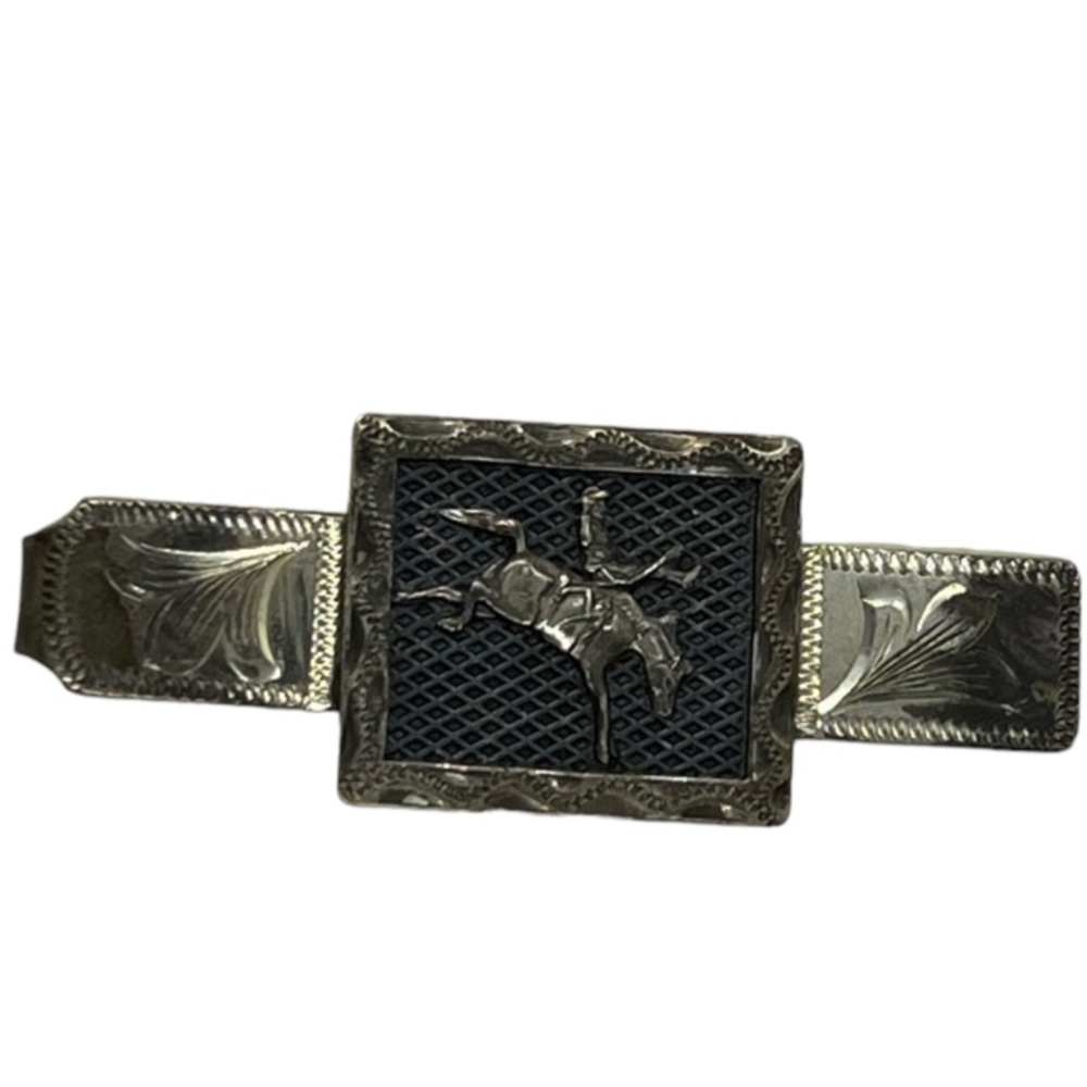 PLAFINA STERLING SILVER VINTAGE TIE BAR /CLIP WITH BRONCO
